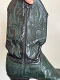In The Den Vintage Black & Green Lizard Cowboy Boot Size 7.5
