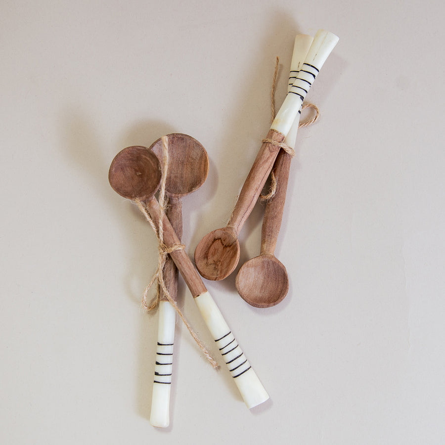 Olive Wooden Spoons with Bone Handle