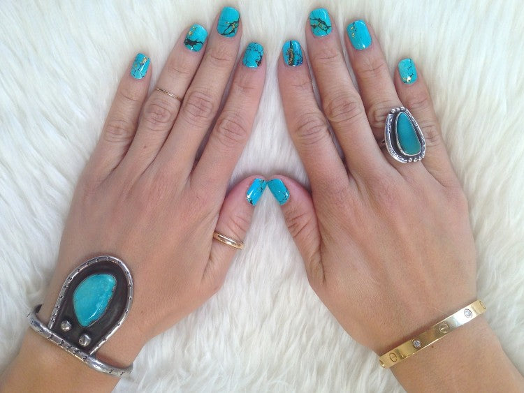 Turquoise Takeover: Customized Nail Wraps