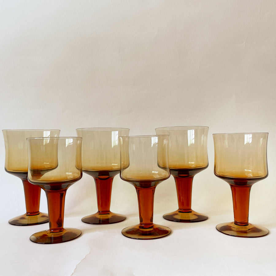 Highbrow Hippie Amber Wine Glasses (Set of 10 Large)