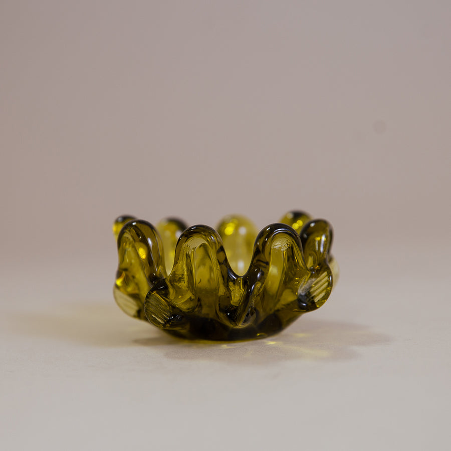 Highbrow Hippie Vintage Green Glass Bowl