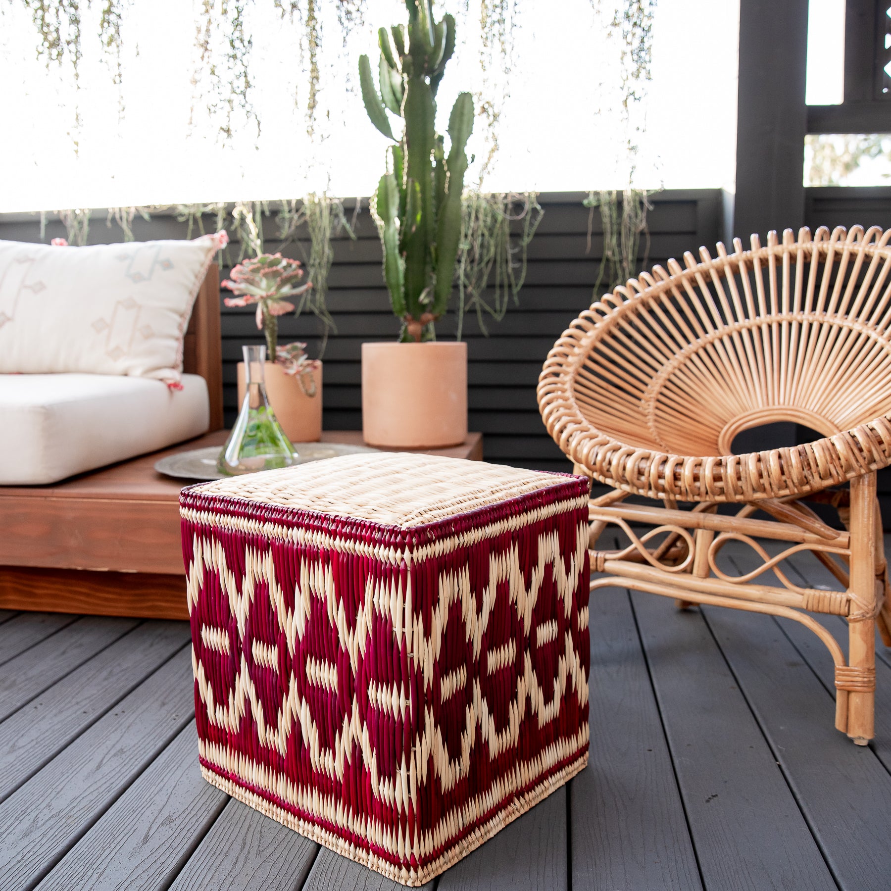 Highbrow Hippie Raffia Ottoman