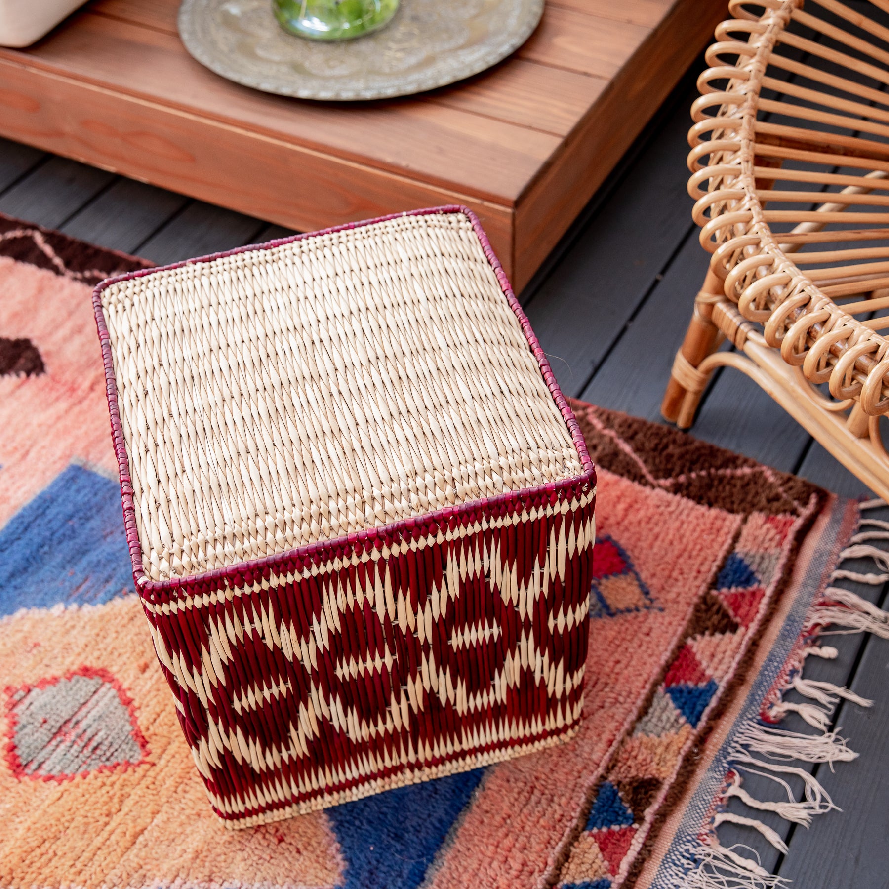 Highbrow Hippie Raffia Ottoman